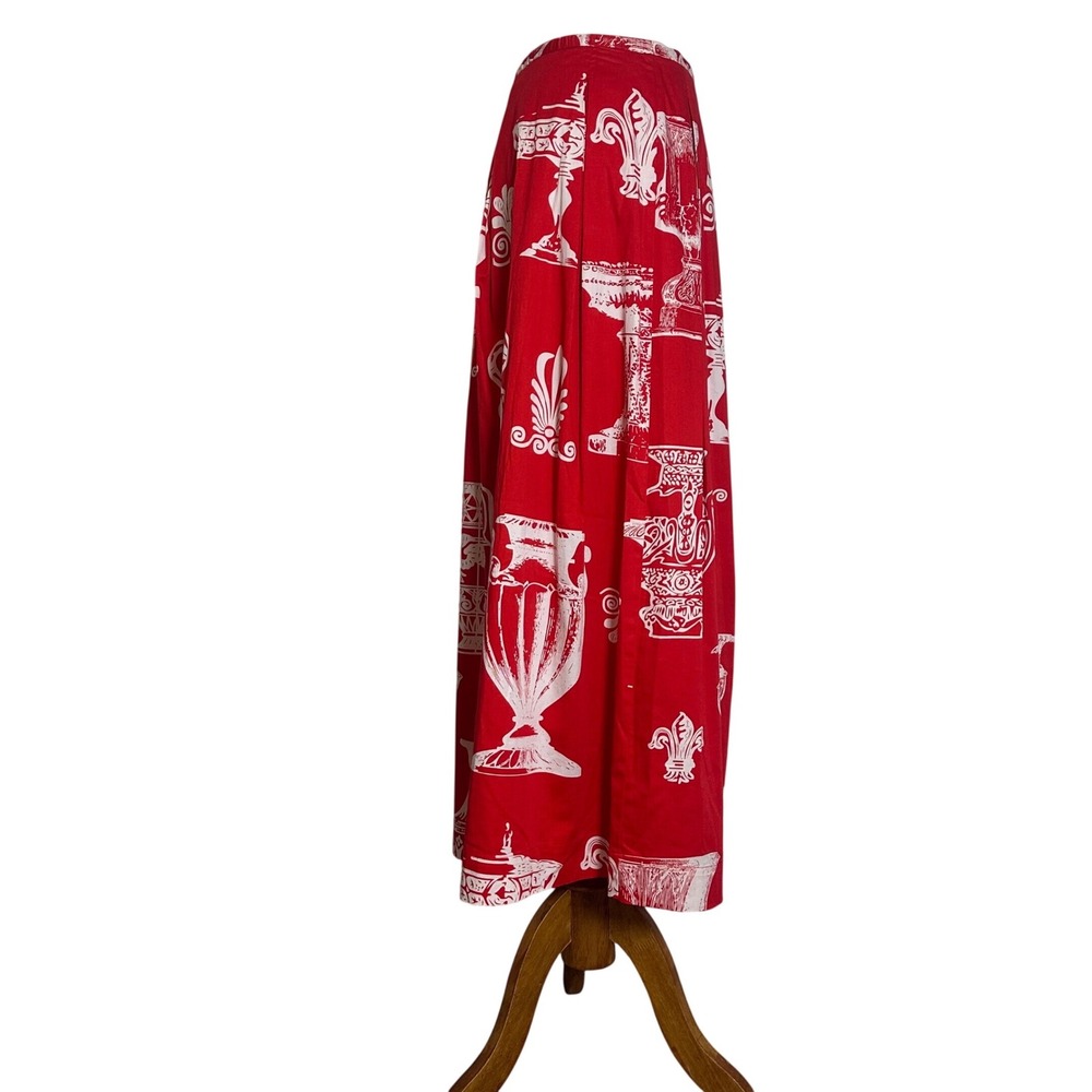 Soft Surroundings Red White Greek Pottery Urn Maxi Skirt Pockets Womens Small - Picture 3 of 10